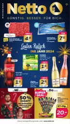 Gazetka promocyjna Netto - Woche 52 - Gazetka - ważna od 30.12 do 30.12.2023 - strona 1 - produkty: brillant sekt, coca-cola, cola, eis, fleisch, Fleischerei, grünländer, hackfleisch, LG, Raketen, Raketensortiment, Schere, schwein, schweine, sekt, söhnlein, söhnlein brillant, spiegel, Ti, wein, weine