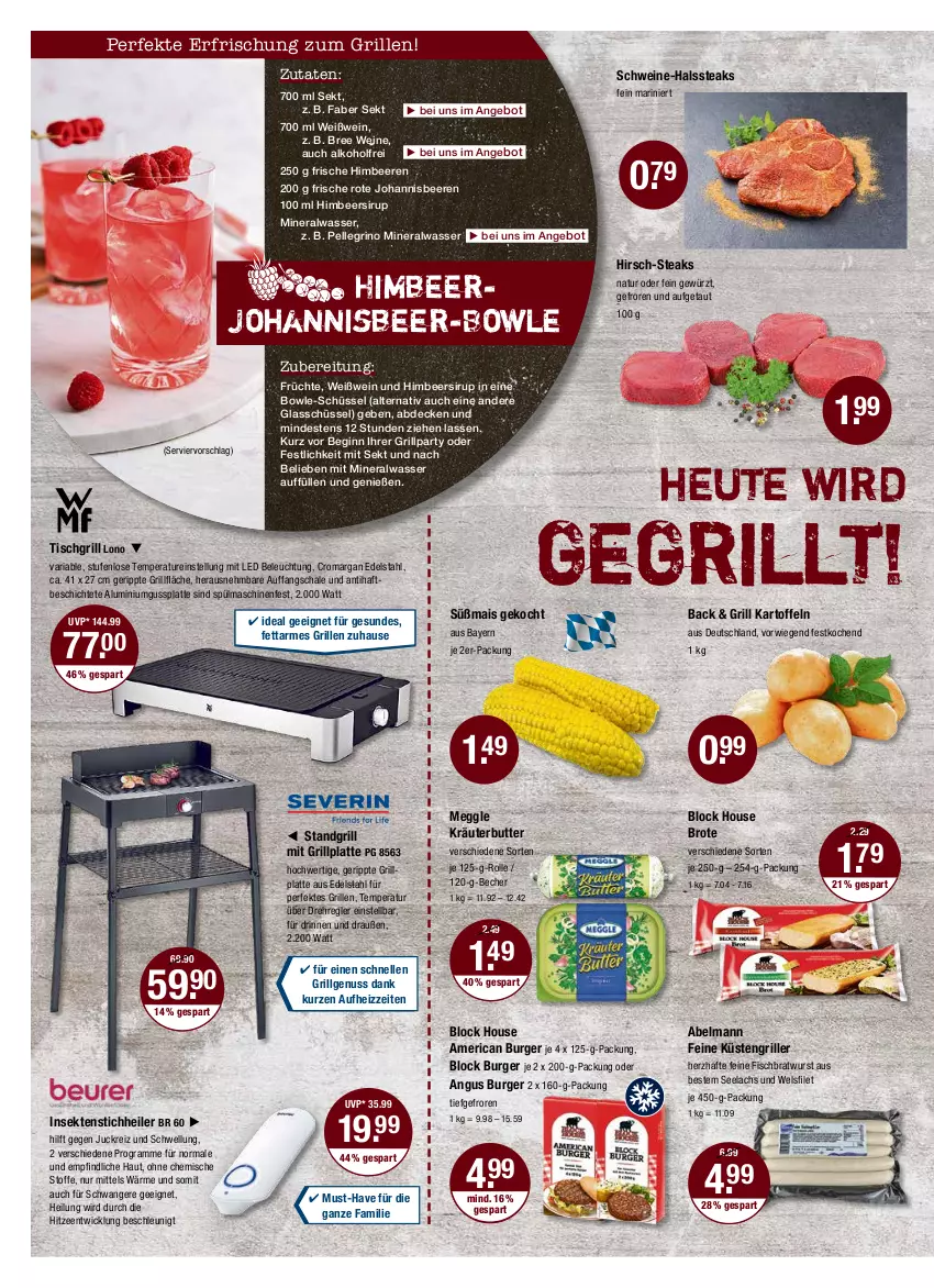 Aktueller Prospekt Vmarkt - V-Markt - von 28.07 bis 03.08.2022 - strona 12 - produkty: alkohol, Alwa, angebot, Becher, beere, beeren, beleuchtung, bowle, bratwurst, bree, brot, burger, butter, decke, edelstahl, elle, filet, fisch, früchte, gewürz, gin, grill, grillfläche, grillplatte, Heu, himbeer, himbeere, himbeeren, johannisbeere, Johannisbeeren, kartoffel, kartoffeln, kräuter, kräuterbutter, lachs, latte, LG, mais, meggle, mineralwasser, natur, nuss, Ria, Rote Johannisbeeren, Schal, Schale, schüssel, schwein, schweine, sekt, sirup, spülmaschinen, standgrill, steak, steaks, Ti, tisch, tischgrill, wasser, wein, weine, Weißwein, Wels, WICK, wurst