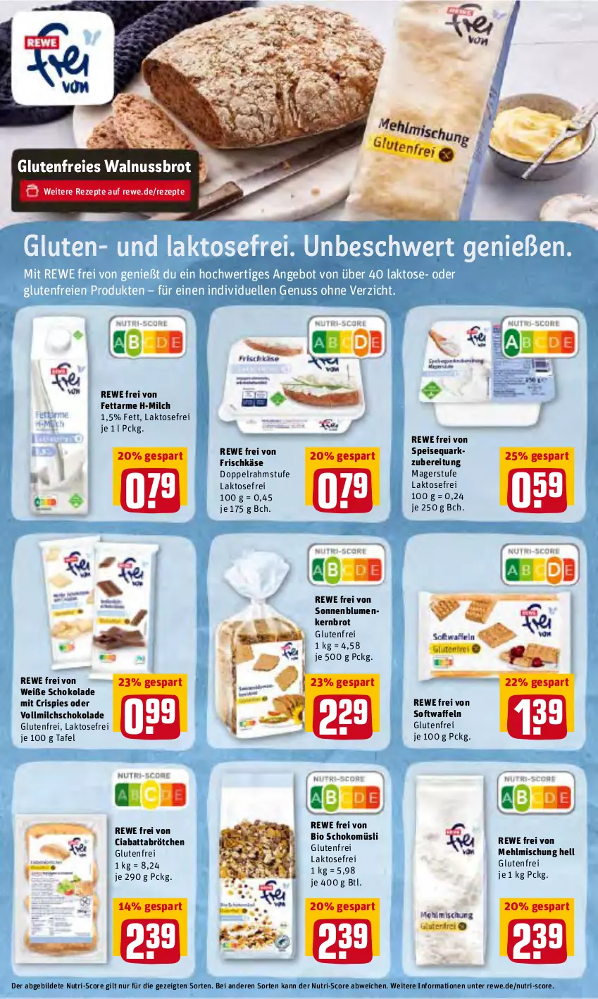 Aktueller Prospekt Rewe - REWE Ihr Kaufpark - von 07.02 bis 12.02.2022 - strona 17 - produkty: angebot, bio, blume, blumen, brot, brötchen, ciabatta, doppelrahmstufe, eis, elle, frischkäse, Käse, mehl, milch, müsli, nuss, quark, rezept, rezepte, schoko, schokolade, schokomüsli, sonnenblume, sonnenblumen, speisequark, Ti, vollmilch, waffeln, walnuss, Weiße Schokolade