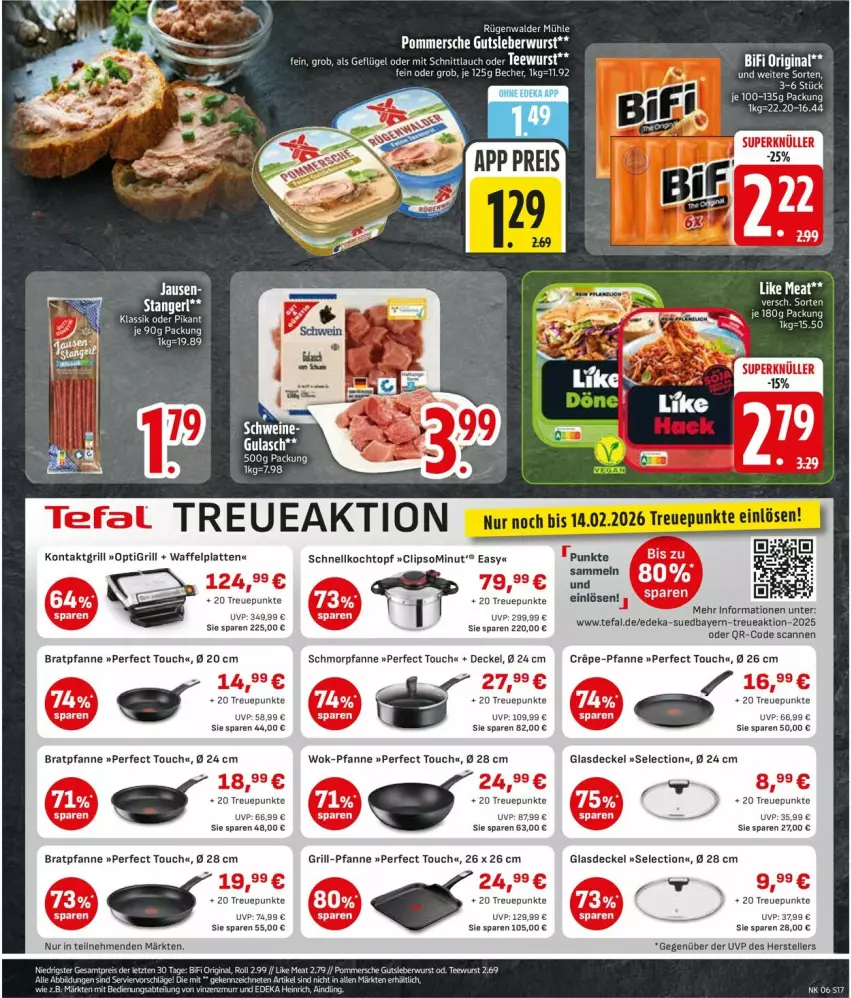 Aktueller Prospekt Edeka - Prospekte - von 02.02 bis 07.02.2026 - strona 17 - produkty: Becher, bratpfanne, decke, Deckel, deka, elle, Geflügel, Glasdeckel, grill, gulasch, Kochtopf, kontaktgrill, latte, pfanne, rügenwalder, rügenwalder mühle, schmorpfanne, Schnellkochtopf, schnittlauch, tee, teewurst, tefal, teller, Ti, topf, wok, wurst