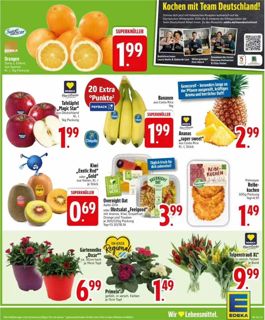 Aktueller Prospekt Edeka - Prospekte - von 02.02 bis 07.02.2026 - strona 3 - produkty: ananas, apfel, Bad, banane, bananen, deka, ente, Garten, gartennelke, grapefruit, kiwi, kuchen, LG, nolte, obst, orange, Primeln, rezept, rezepte, salat, tafeläpfel, Ti, topf, trauben