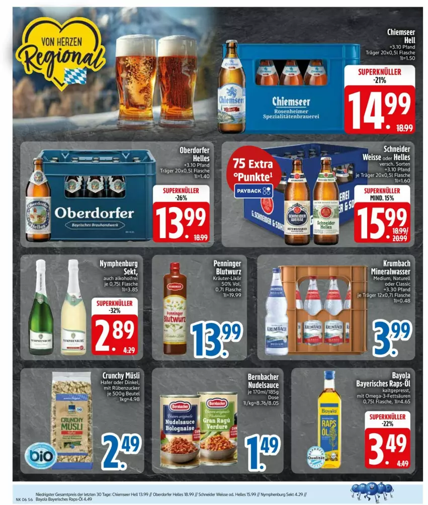 Aktueller Prospekt Edeka - Prospekte - von 02.02 bis 07.02.2026 - strona 6 - produkty: alkohol, eis, elle, flasche, hafer, krumbach, müsli, nudel, omega, Omega-3, payback, reis, rum, sauce, sekt, tee, Ti, Yo, ZTE