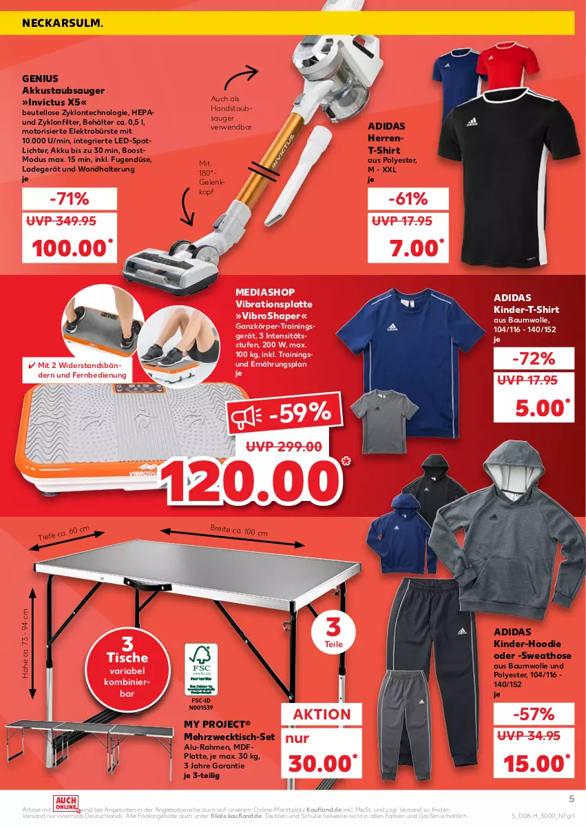 Aktueller Prospekt Kaufland - Spezielle Angebote - von 24.02 bis 02.03.2022 - strona 5 - produkty: Adidas, akku, angebot, angebote, Bau, baumwolle, Behälter, beutel, Brei, bürste, eis, Elektro, fernbedienung, handstaubsauger, hose, Kinder, Kinder-T-Shirt, ladegerät, latte, mediashop, Ria, rwe, schuhe, shirt, staubsauger, Sweathose, T-Shirt, Ti, tisch, wandhalterung, weck, wolle