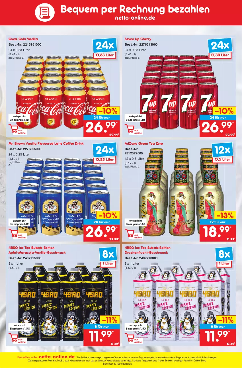 Aktueller Prospekt Netto Marken-Discount - Filial-Angebote - von 24.04 bis 29.04.2023 - strona 45 - produkty: angebot, apfel, bestpreis, coca-cola, cola, drink, eis, frucht, green tea, ice tea, latte, mac, mam, maracuja, ndk, reis, telefon, Ti, vanille, ZTE