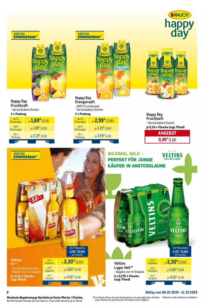 Aktueller Prospekt Metro - Starke Marken - von 06.10 bis 11.10.2025 - strona 8 - produkty: angebot, auto, black label, campari, eis, flasche, frucht, fruchtsaft, getränk, getränke, Happy Day, johnnie walker, lack, LG, natur, natura, orange, orangen, orangensaft, Palette, reis, saft, schweppes, Ti, tisch, veltins