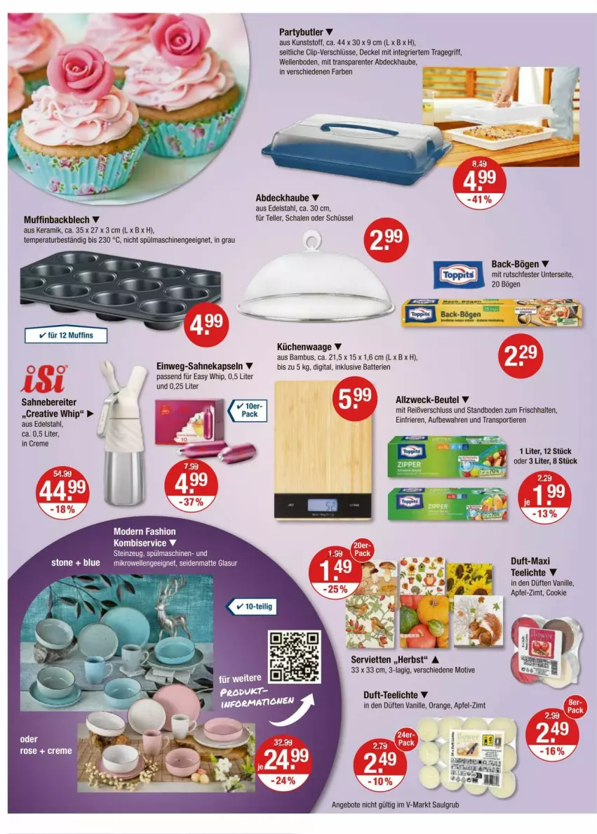 Aktueller Prospekt Vmarkt - Prospekte - von 21.08 bis 27.08.2025 - strona 14 - produkty: abdeckhaube, angebot, angebote, apfel, bambus, batterie, batterien, beutel, cookie, creme, decke, Deckel, edelstahl, elle, ente, küche, Küchen, Küchenwaage, LG, mikrowelle, Muffin, muffins, orange, sahne, Schal, Schale, schüssel, Serviette, servietten, Sport, spülmaschinen, tee, Teelicht, teelichte, teller, Ti, Tiere, tragegriff, vanille, Waage, weck
