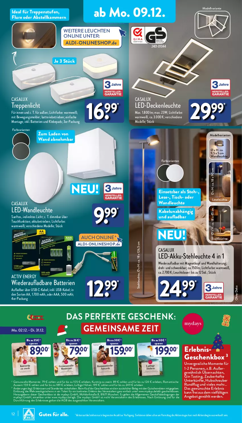 Aktueller Prospekt Aldi Nord - Von Montag - von 09.12 bis 14.12.2024 - strona 12 - produkty: akku, aldi, angebot, asti, auer, batterie, batterien, decke, deckenleuchte, dell, elle, ente, erde, Geschenkbox, gin, gutschein, led-deckenleuchte, Leuchte, leuchten, LG, Mode, mydays, nuss, Ria, stehleuchte, Ti, tisch, tischleuchte, usb, wandhalterung, weck, ZTE