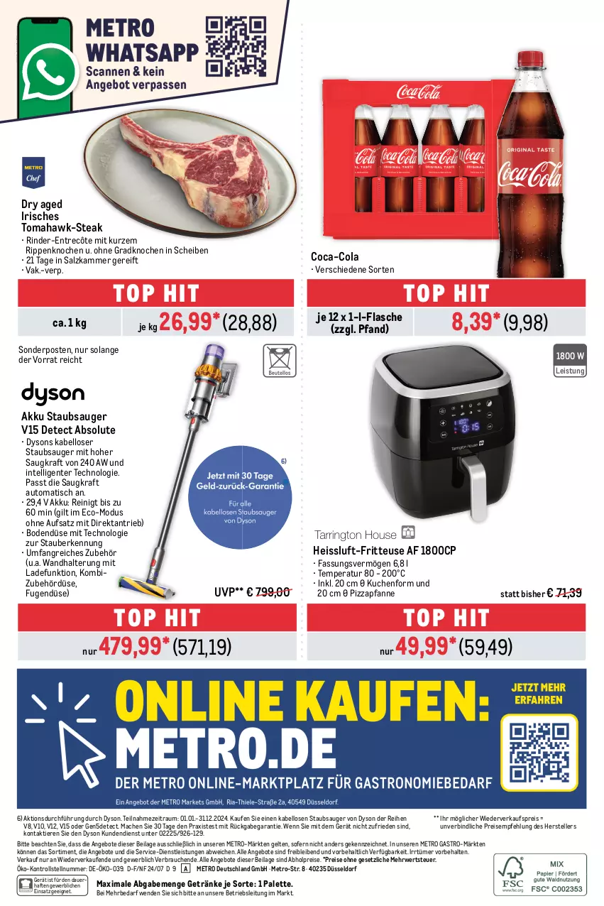 Aktueller Prospekt Metro - Food-NonFood - von 25.07 bis 07.08.2024 - strona 36 - produkty: abholpreise, akku, angebot, angebote, auer, auto, coca-cola, cola, Dyson, eis, elle, ente, entrecôte, flasche, fritteuse, getränk, getränke, ilag, Intel, kraft, kuchen, mac, Metro, metro gastro, Palette, pfanne, pizza, Rauch, reis, rind, rinder, Rippen, rwe, salz, sonderposten, staubsauger, steak, teller, Ti, Tiere, tisch, wandhalterung