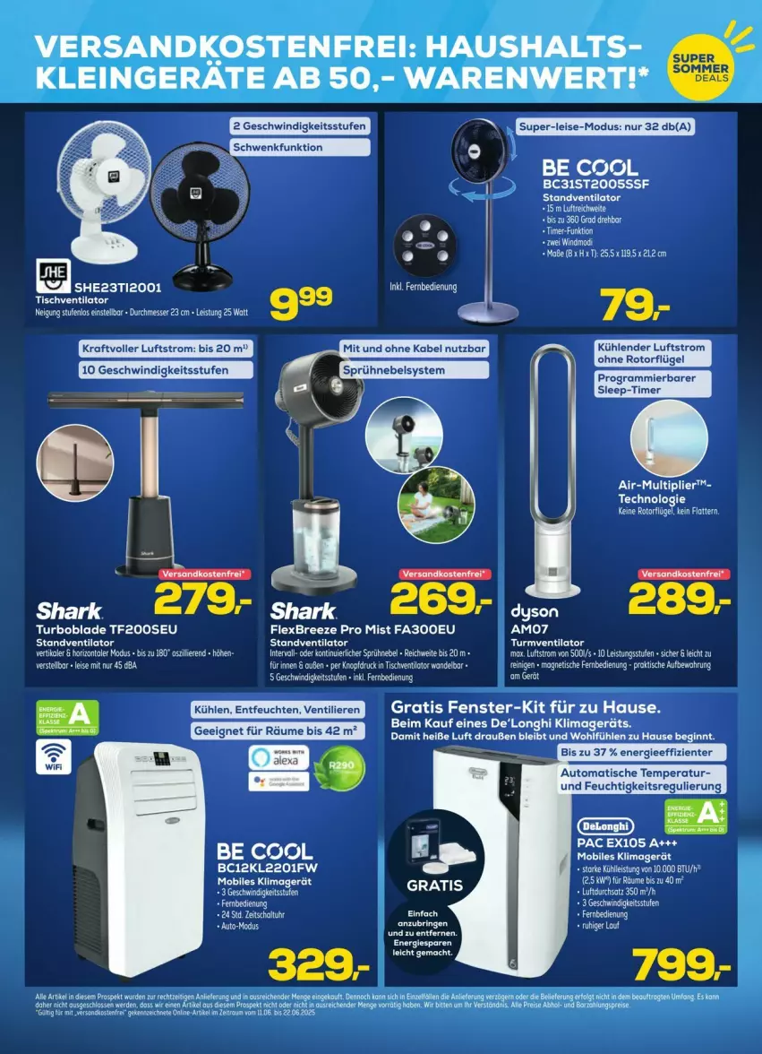 Aktueller Prospekt Euronics - Prospekte - von 11.06 bis 22.06.2025 - strona 10 - produkty: auto, bree, eier, eis, ente, fenster, fernbedienung, gin, klimagerät, kraft, mac, messer, ndk, ring, rwe, standventilator, tee, Ti, timer, tisch, tischventilator, torte, ventilator, versandkostenfrei