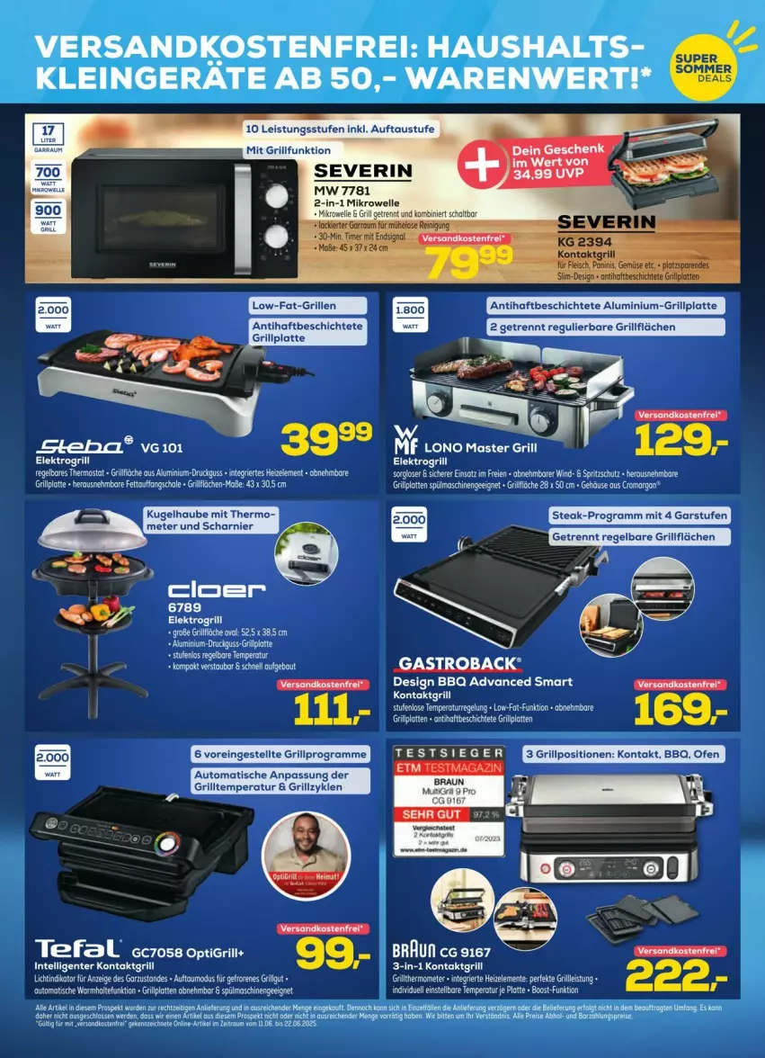 Aktueller Prospekt Euronics - Prospekte - von 11.06 bis 22.06.2025 - strona 6 - produkty: aust, auto, eis, Elektro, elle, ente, erde, fleisch, grill, grillfläche, grillplatte, kontaktgrill, Kugel, latte, LG, mikrowelle, ndk, reis, rel, Schal, Schale, severin, Signal, Spritzschutz, spülmaschinen, steak, tee, thermometer, Ti, timer, tisch, versandkostenfrei