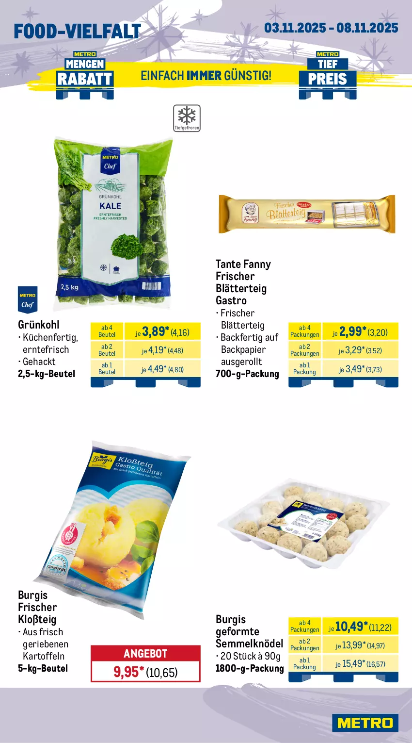 Aktueller Prospekt Metro - Wochen-Angebote Gastro - von 03.11 bis 08.11.2025 - strona 14 - produkty: angebot, beutel, blätterteig, kartoffel, kartoffeln, Knödel, küche, Küchen, papier, Semmel, Semmelknödel, tante fanny, Ti