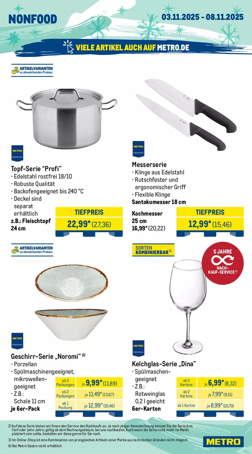 Aktueller Prospekt Metro - Wochen-Angebote Gastro - von 03.11 bis 08.11.2025 - strona 21 - produkty: backofen, decke, Deckel, edelstahl, eis, elle, fleisch, Fleischtopf, geschirr, messer, Metro, metro gastro, mikrowelle, Ofen, reis, rotwein, Schal, Schale, spülmaschinen, Ti, tiefpreis, topf, wein