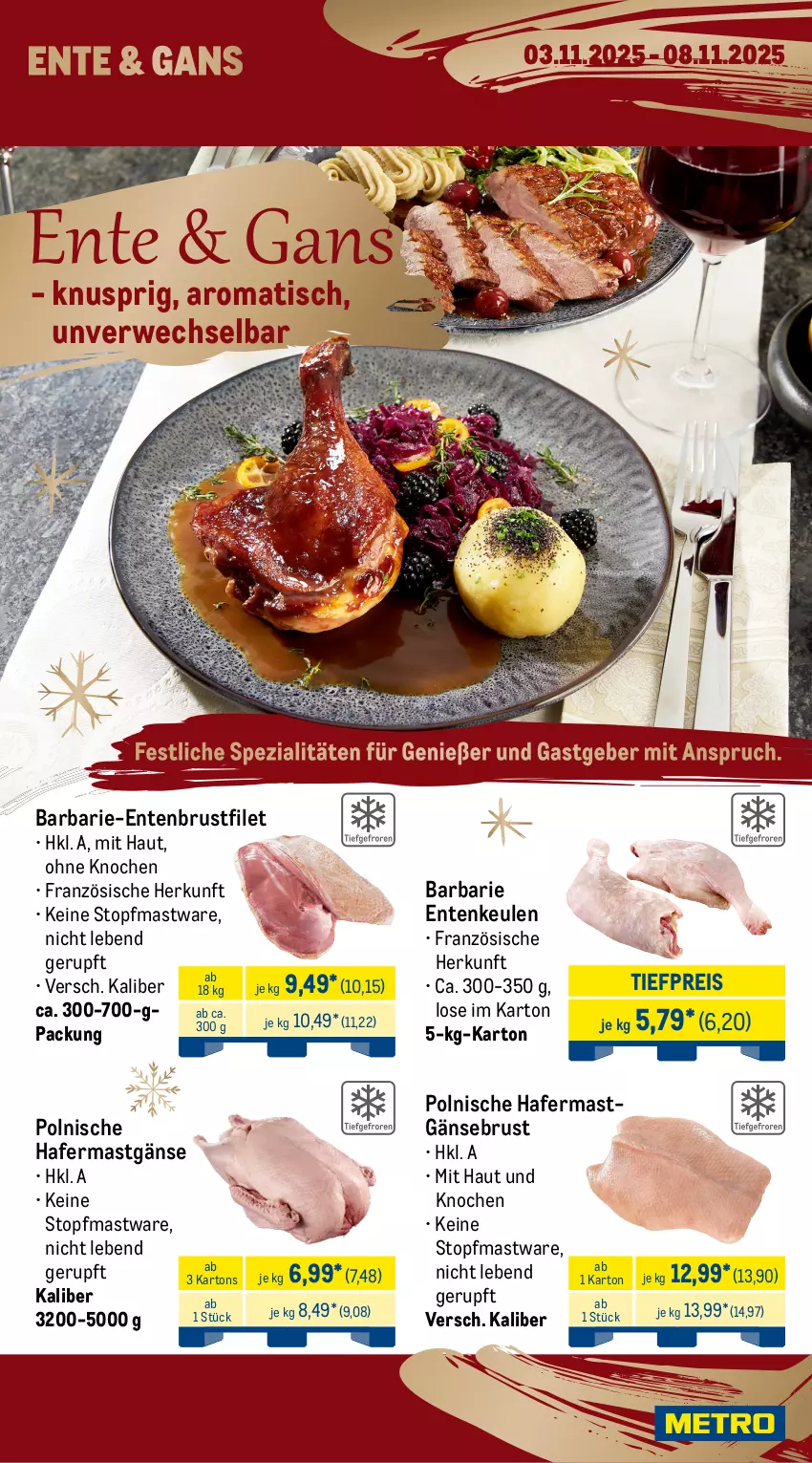 Aktueller Prospekt Metro - Wochen-Angebote Gastro - von 03.11 bis 08.11.2025 - strona 5 - produkty: brustfilet, eis, ente, Entenbrust, Entenkeule, filet, Gänsebrust, hafer, reis, rwe, Spezi, Ti, tiefpreis, tisch, topf