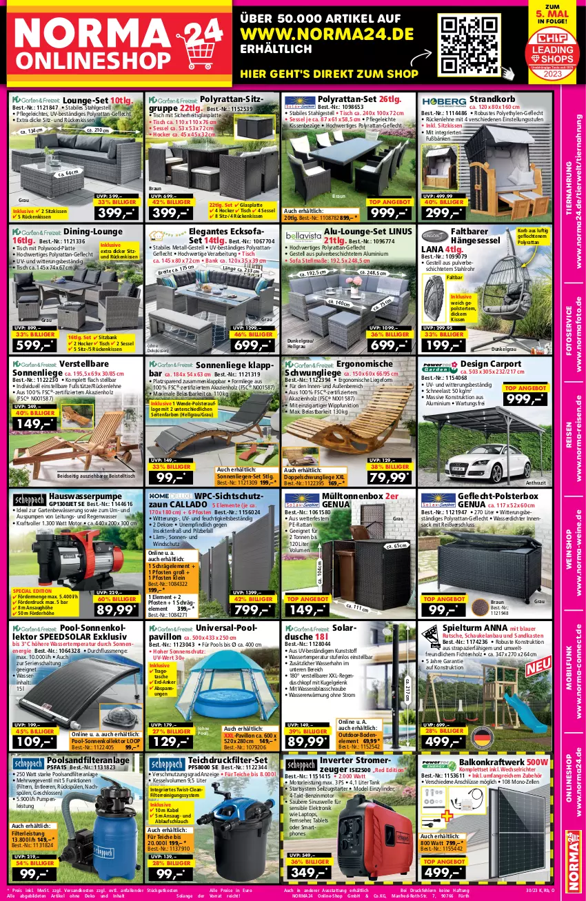 Aktueller Prospekt Norma - Norma - von 14.07 bis 30.07.2023 - strona 1 - produkty: angebot, auer, Bank, Bau, beistelltisch, braun, Brei, Carport, dekokissen, dusche, eis, Elan, Elektro, elle, ente, fernseher, Garten, glasplatte, hängesessel, hocker, Holz, kissen, korb, kraft, Kugel, Laptop, latte, LG, Liege, lounge-set, Mode, ndk, pavillon, pool, Reinigung, reis, Rückenkissen, rückenlehne, rwe, sac, sandfilteranlage, Sandkasten, Schal, Schaukel, schlauch, sekt, sessel, sitzbank, sitzkissen, smartphone, smartphones, Sofa, sonnenliege, sonnenschutz, spee, Spülen, strandkorb, Stromerzeuger, tablet, Tablets, Tasche, Ti, tiernahrung, tisch, tragetasche, wasser, wein, weine, weinshop, Windschutz