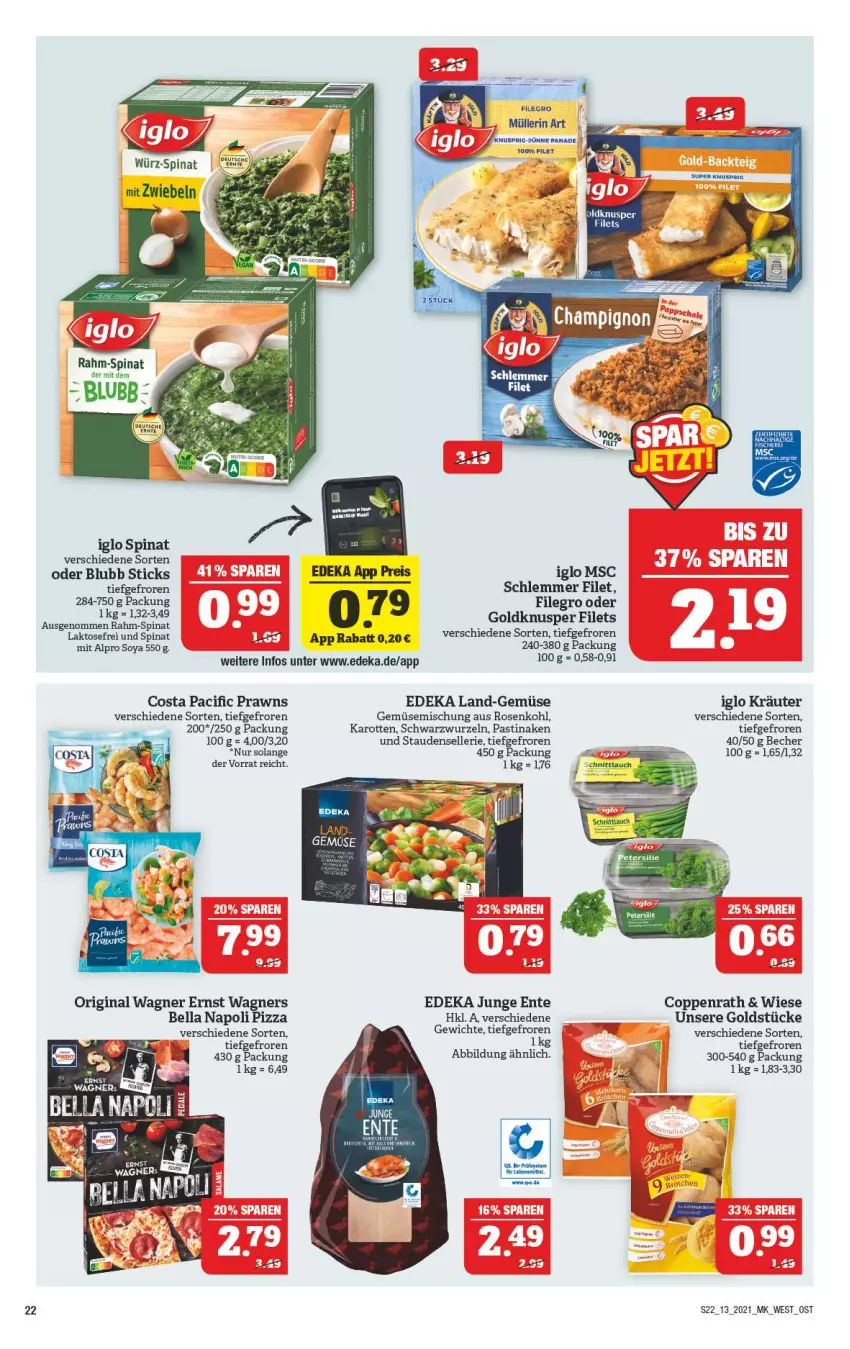 Aktueller Prospekt Marktkauf - Prospekt - von 28.03 bis 03.04.2021 - strona 22 - produkty: alpro, asti, Becher, champignon, Cif, coppenrath, deka, elle, ente, filegro, filet, filets, gin, Goldstücke, iglo, karotten, kräuter, mit zwiebeln, Müller, müllerin art, original wagner, pizza, prawns, rahm-spinat, rosen, Rosenkohl, soya, spinat, stauden, tee, Ti, wagner, wagners, zwiebel, zwiebeln