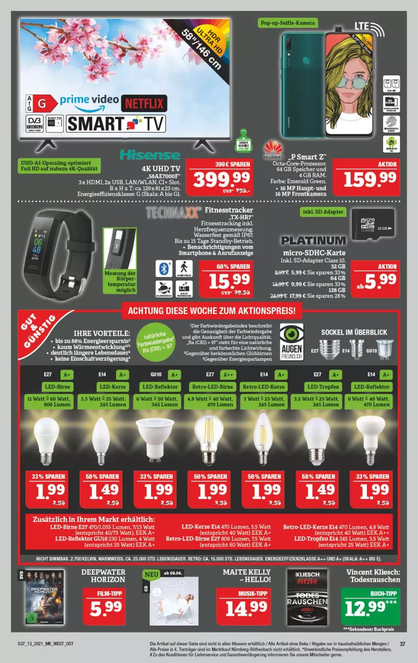 Aktueller Prospekt Marktkauf - Prospekt - von 28.03 bis 03.04.2021 - strona 37 - produkty: adapter, arla, auer, Birnen, buch, eis, elle, HP, kerze, Lampe, LED-Kerze, lieferservice, reis, tee, teller, Ti, wasser