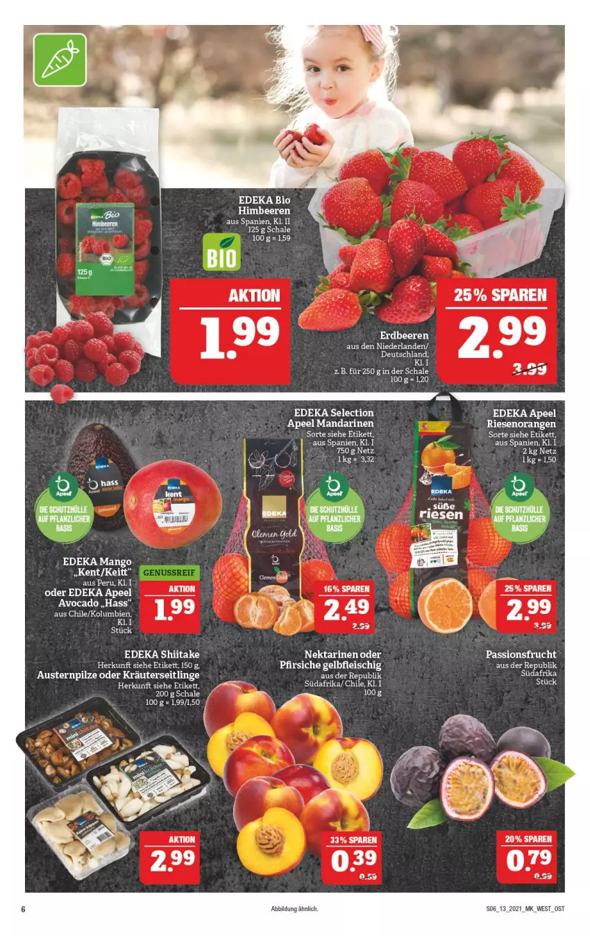 Aktueller Prospekt Marktkauf - Prospekt - von 28.03 bis 03.04.2021 - strona 6 - produkty: aust, Austern, avocado, beere, beeren, bio, deka, edeka bio, erdbeere, erdbeeren, frucht, kräuter, Kräuterseitlinge, mandarine, mandarinen, mango, oder kräuter, passionsfrucht, pilze, Schal, Schale, schutzhülle, tee, Ti