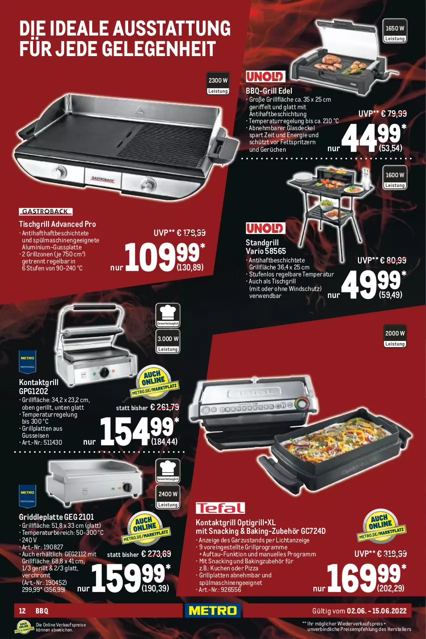 Aktueller Prospekt Metro - BBQ Spezial - von 02.06 bis 15.06.2022 - strona 12 - produkty: decke, Deckel, eis, elle, Glasdeckel, grill, grillfläche, grillplatte, kontaktgrill, kuchen, latte, pizza, reis, rwe, snack, spülmaschinen, standgrill, teller, Ti, tisch, tischgrill, Windschutz