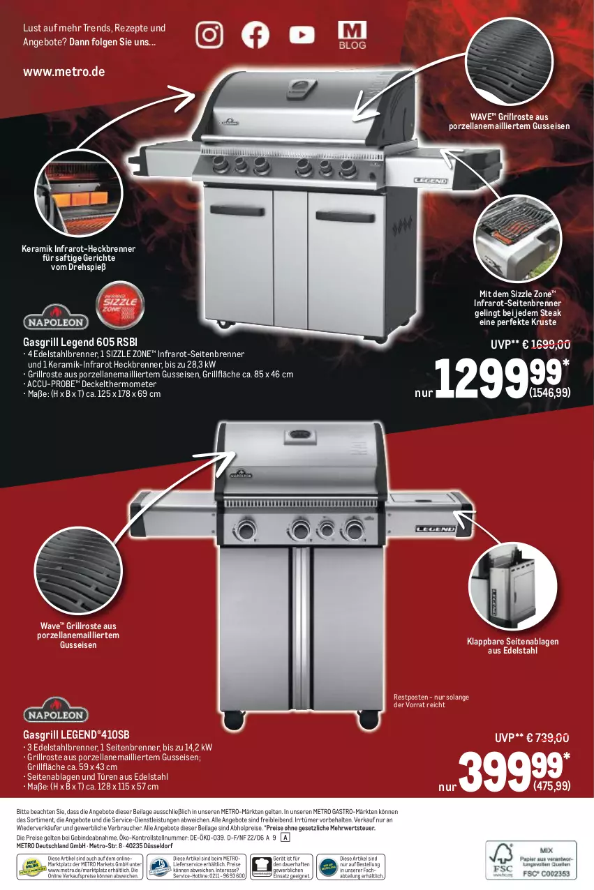 Aktueller Prospekt Metro - BBQ Spezial - von 02.06 bis 15.06.2022 - strona 16 - produkty: abholpreise, Abtei, ACC, angebot, angebote, auer, decke, Deckel, edelstahl, eis, gasgrill, grill, grillfläche, grillrost, ilag, LG, lieferservice, Metro, metro gastro, Rauch, reis, rezept, rezepte, rwe, saft, steak, thermometer, Ti