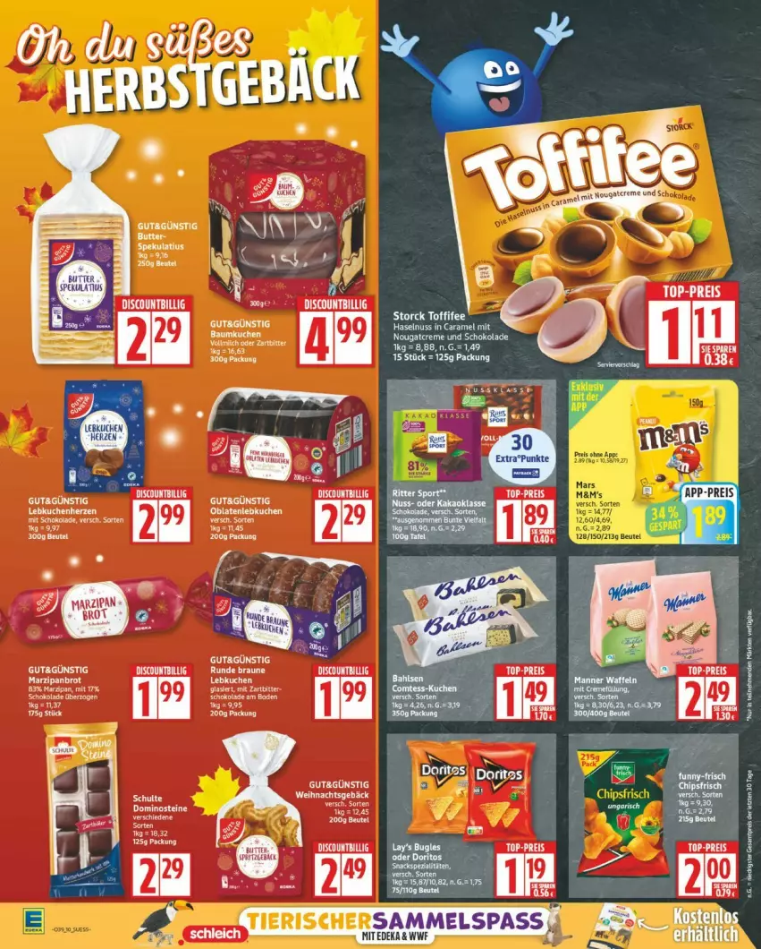 Aktueller Prospekt Edeka - Prospekte - von 22.09 bis 27.09.2025 - strona 10 - produkty: bier, bugles, deka, Dominosteine, Doritos, kuchen, Lebkuchen, marzipan, Oblaten, ssd, storck, Ti, toffifee