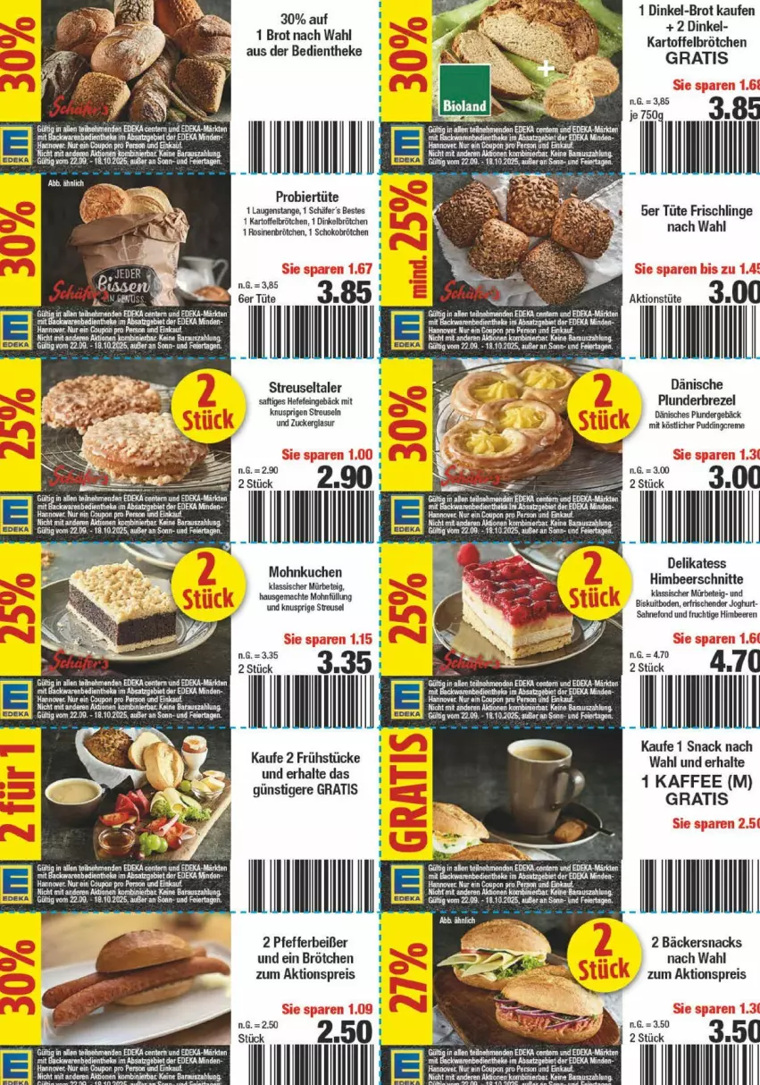 Aktueller Prospekt Edeka - Prospekte - von 22.09 bis 27.09.2025 - strona 20 - produkty: aktionspreis, backwaren, beere, beeren, bier, brezel, brot, brötchen, deka, dinkelbrötchen, eier, eis, ente, frischli, frucht, gin, hama, himbeer, himbeere, himbeeren, joghur, joghurt, kaffee, kartoffel, kuchen, Laugenstange, mac, pfeffer, Pfefferbeißer, Plunder, pudding, reis, saft, sahne, schoko, Schokobrötchen, snack, snacks, tee, Ti, Tüte, zucker