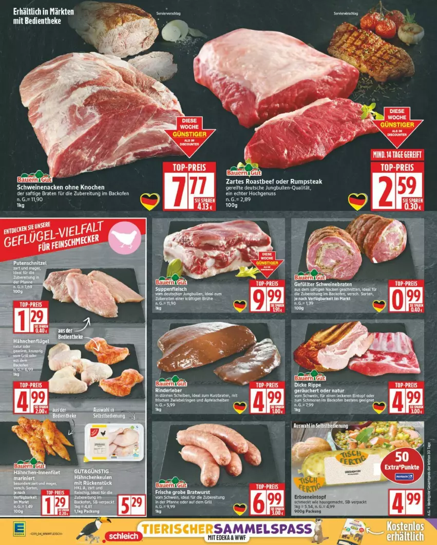 Aktueller Prospekt Edeka - Prospekte - von 22.09 bis 27.09.2025 - strona 4 - produkty: beef, eintopf, eis, ente, erbsen, mac, oder rumpsteak, reis, roastbeef, rum, rumpsteak, schwein, schweine, schweinenacken, steak, top-preis, topf, wein, weine