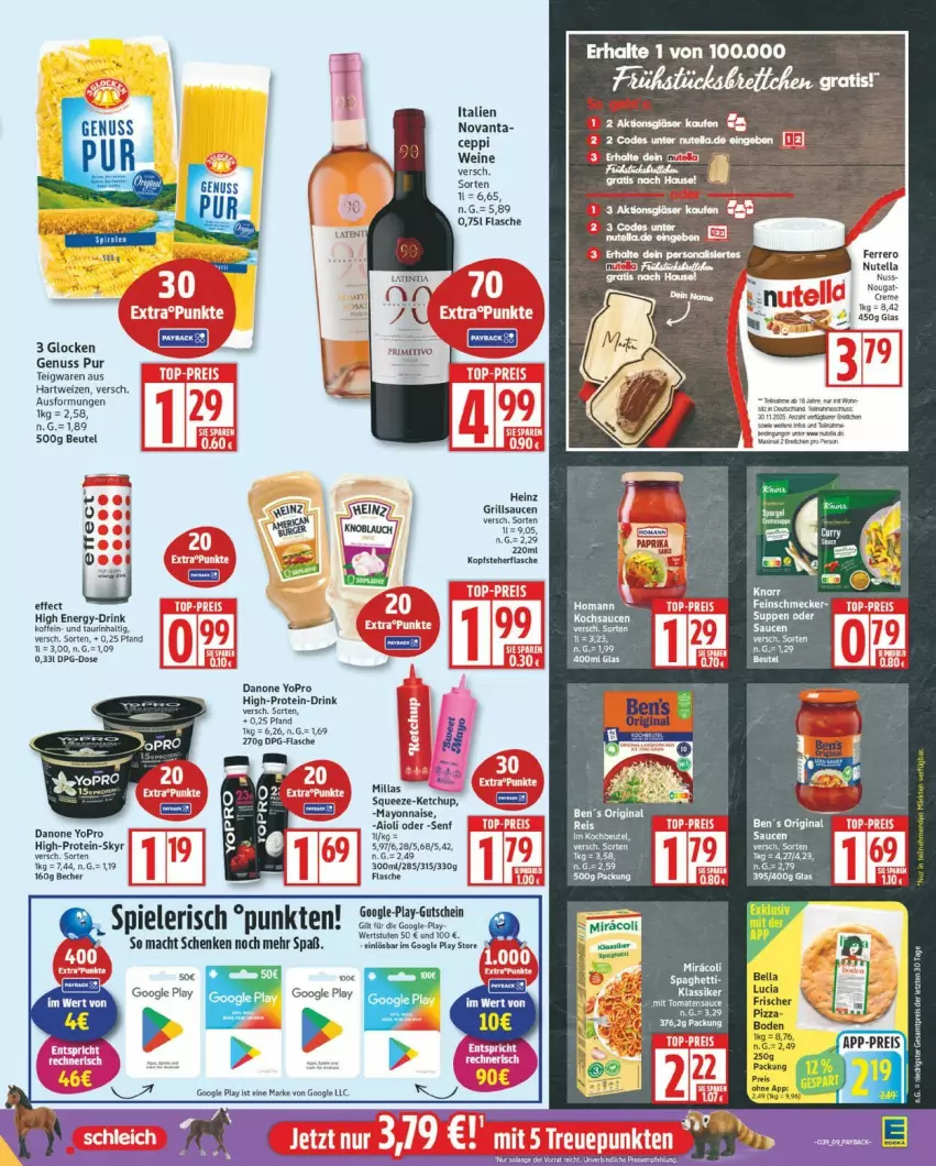 Aktueller Prospekt Edeka - Prospekte - von 22.09 bis 27.09.2025 - strona 9 - produkty: Ben’s Original, beutel, danone, drink, Effect, eis, ferrero, flasche, gin, grill, grillsauce, hartweizen, heinz, kochbeutel, mac, nuss, nutella, primitivo, reis, rel, sauce, saucen, Skyr, Spiele, suppe, suppen, teigwaren, Ti, wein, weine, Yo