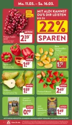 Gazetka promocyjna Aldi Nord - Von Montag - Gazetka - ważna od 16.03 do 16.03.2024 - strona 2 - produkty: aldi, angebot, beere, beeren, Birnen, blume, blumen, eis, erdbeere, erdbeeren, gin, kartoffel, kartoffeln, Kürbis, kürbiskerne, leine, LG, paprika, paprika rot, reis, salz, Schal, Schale, speisekartoffeln, tafelbirnen, Ti, trauben, ZTE