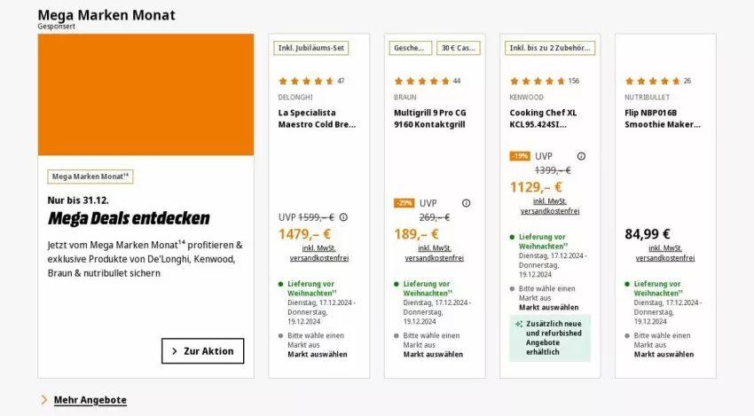 Aktueller Prospekt Saturn - Prospekte - von 16.12 bis 25.12.2024 - strona 3 - produkty: angebot, angebote, braun, decke, delonghi, grill, Jubiläums, kontaktgrill, ndk, smoothie, Ti, Tiere, versandkostenfrei, weihnachten