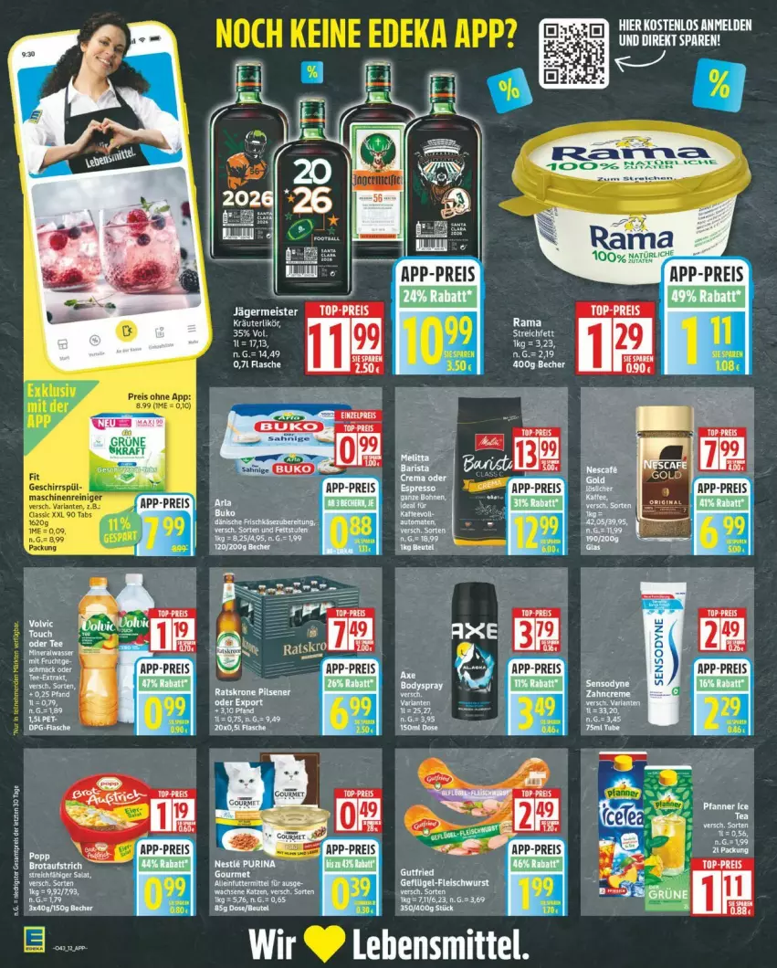 Aktueller Prospekt Edeka - Prospekte - von 20.10 bis 25.10.2025 - strona 12 - produkty: alleinfuttermittel, Becher, eier, eis, elle, flasche, Germ, jägermeister, kräuter, kräuterlikör, lebensmittel, likör, Meister, pfanne, Pfanner, rama, reis, tee, ZTE