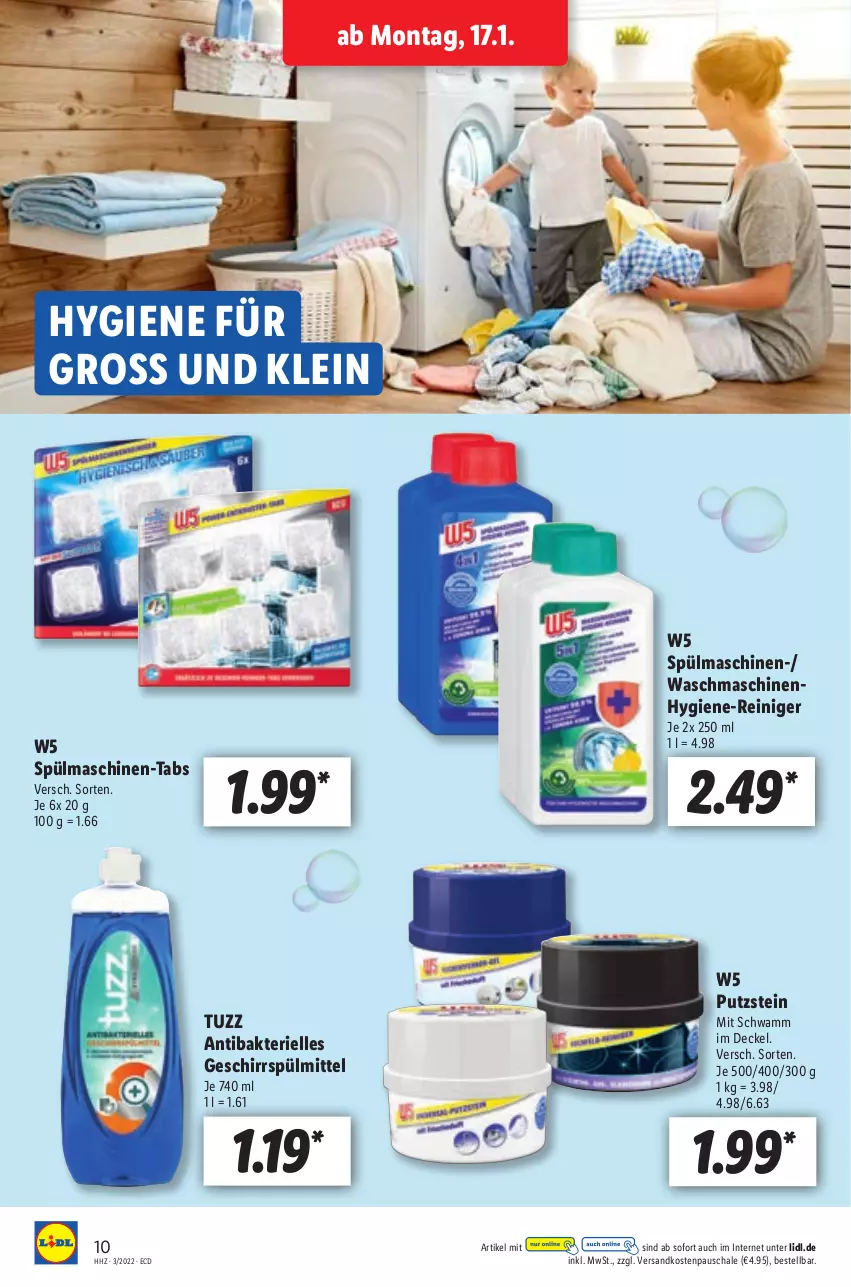 Aktueller Prospekt Lidl - Aktionsprospekt - von 17.01 bis 22.01.2022 - strona 10 - produkty: decke, Deckel, elle, geschirr, geschirrspülmittel, hygiene-reiniger, ndk, reiniger, Schal, Schale, schwamm, spülmaschinen, spülmittel, Ti, waschmaschine, waschmaschinen