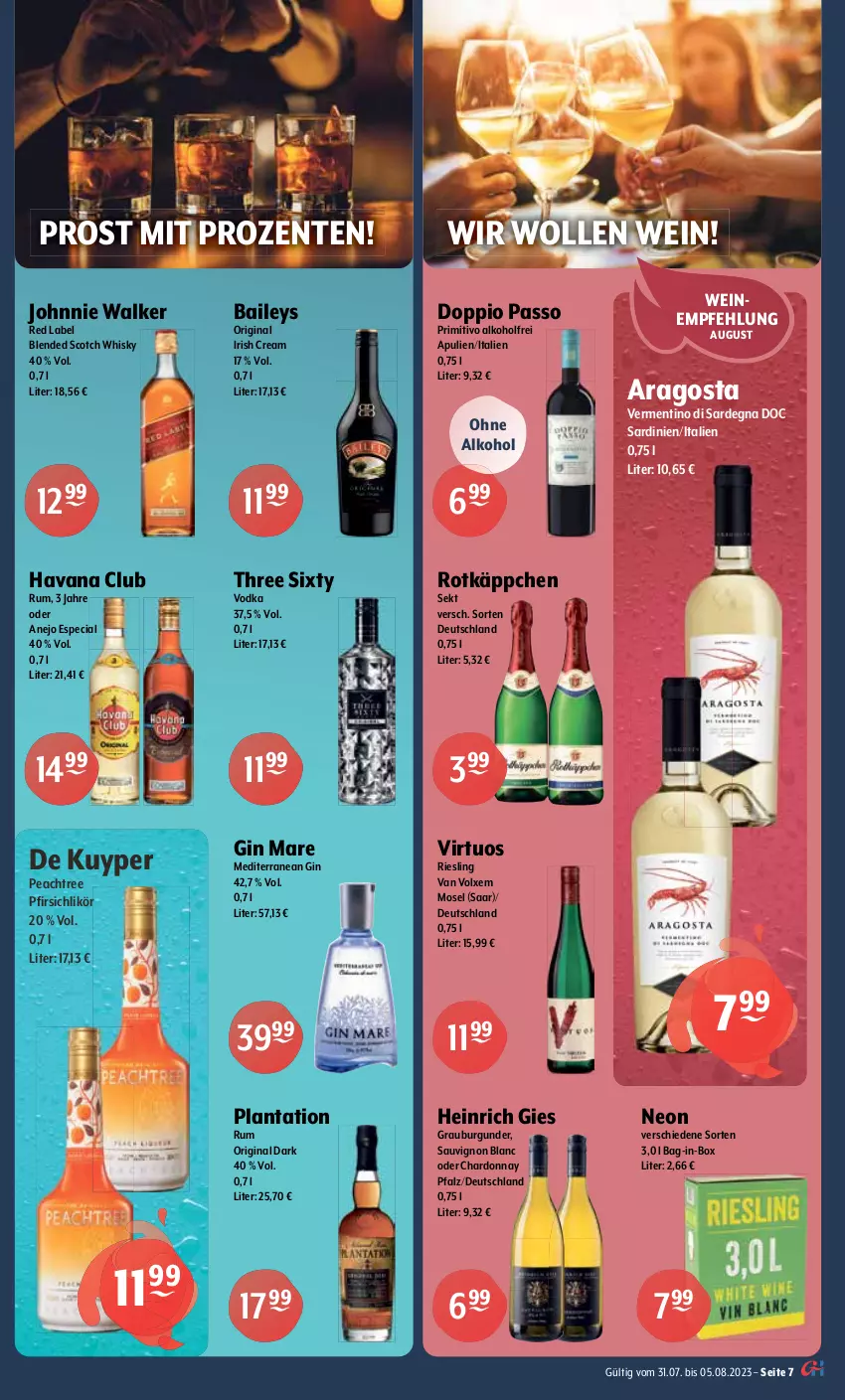 Aktueller Prospekt Getraenke Hoffmann - Prospekte - von 31.07 bis 05.08.2023 - strona 7 - produkty: alkohol, Alwa, apfel, auer, bag-in-box, baileys, blended scotch, blended scotch whisky, Bundaberg, burgunder, chardonnay, doppio passo, eis, elle, ente, erde, erfrischungsgetränk, erfrischungsgetränke, Forstetal, gerolsteine, gerolsteiner, getränk, getränke, gewinnspiel, gin, gin mare, ginger, granini, granini die limo, grauburgunder, Havana Club, hella, hochwald, irish cream, johnnie walker, krombache, krombacher, likör, limette, limo, Mett, mineralwasser, natur, natürliches mineralwasser, ohne alkohol, orange, passo, pfirsich, primitivo, reis, rel, RhönSprudel, riesling, rotkäppchen, rum, sauvignon, sauvignon blanc, scotch, scotch whisky, sekt, Spiele, Sprudel, steiner, Three Sixty, Ti, vilsa, vodka, volvic, wasser, wein, weine, whisky, wolle, zitrone