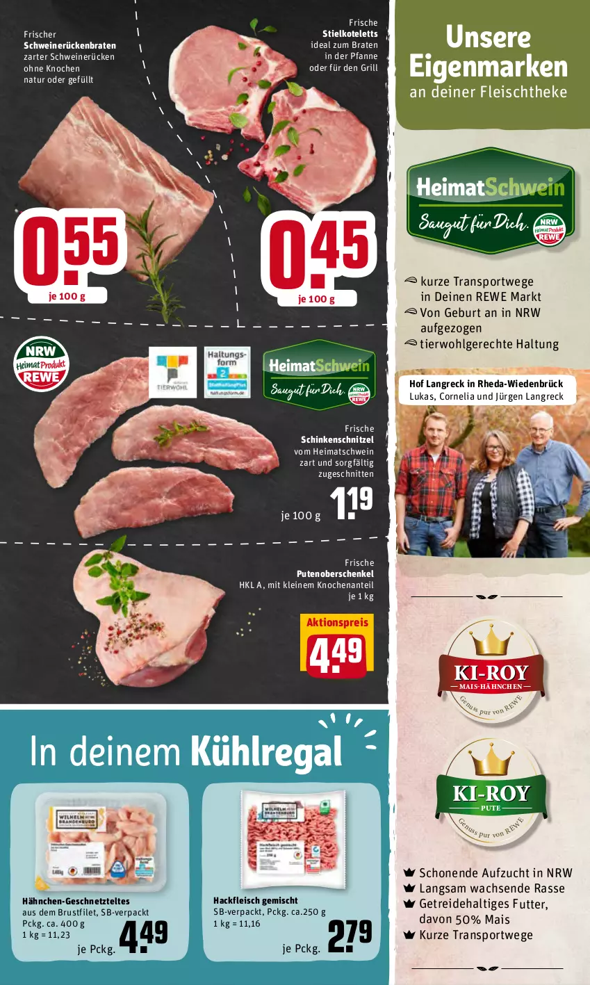 Aktueller Prospekt Rewe - REWE Ihr Kaufpark - von 21.02 bis 26.02.2022 - strona 7 - produkty: aktionspreis, braten, brustfilet, eis, filet, fleisch, grill, hackfleisch, hackfleisch gemischt, henkel, ideal zum braten, kotelett, kühlregal, leine, LG, mais, natur, pfanne, pute, regal, reis, Rückenbraten, schenkel, schinken, schinkenschnitzel, schnitten, schnitzel, schwein, schweine, schweinerücken, Sport, Ti, wein, weine, ZTE