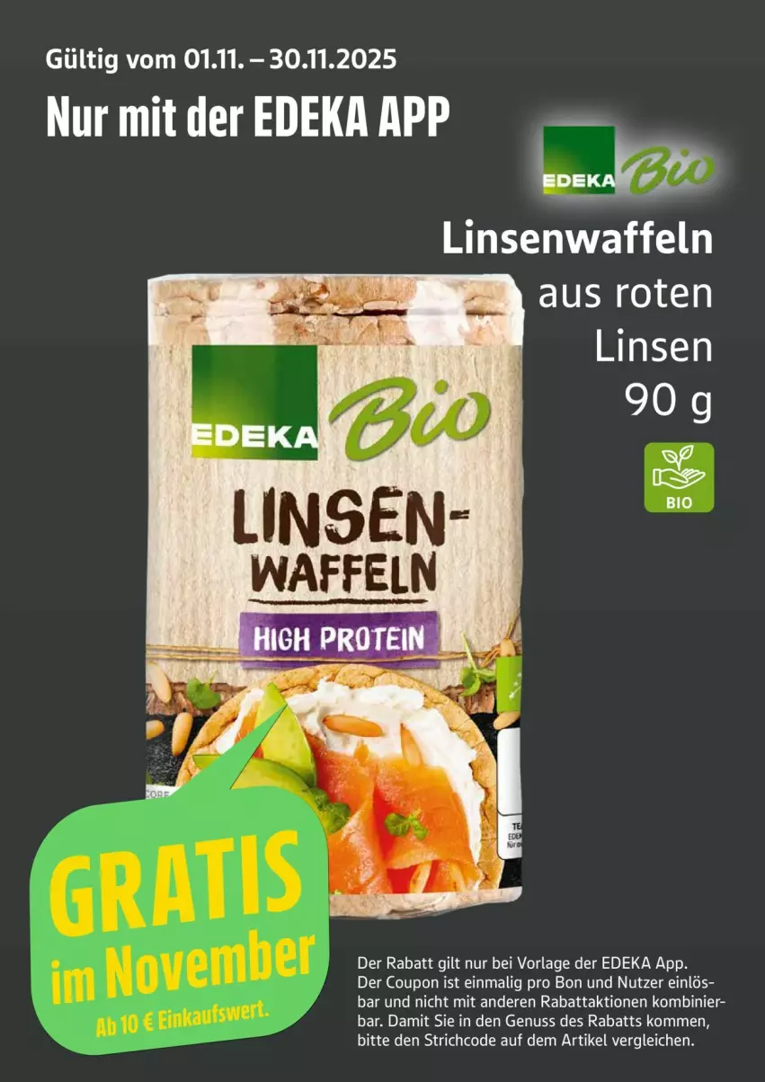 Aktueller Prospekt Edeka - Prospekte - von 10.11 bis 15.11.2025 - strona 11 - produkty: bio, coupon, deka, linsen, nuss, Ti, waffeln