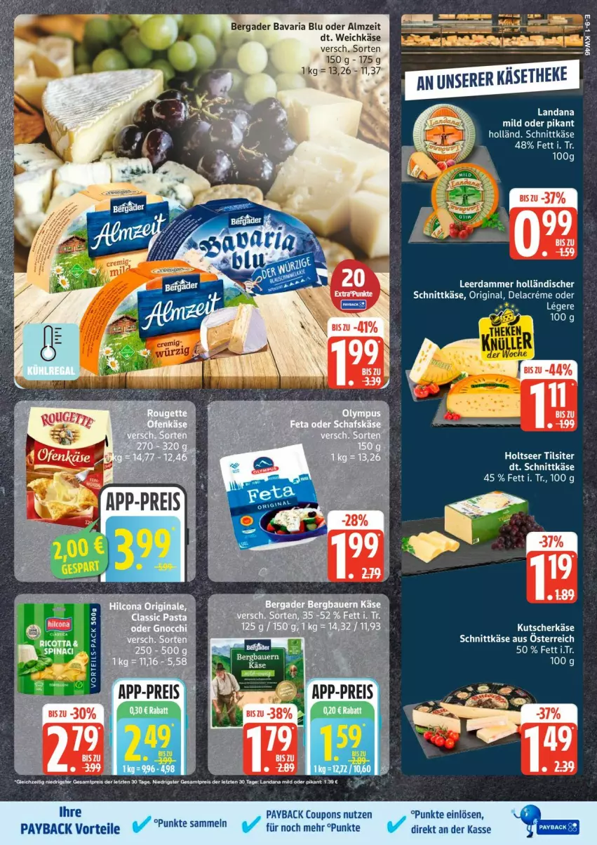 Aktueller Prospekt Edeka - Prospekte - von 10.11 bis 15.11.2025 - strona 14 - produkty: bavaria blu, bergader, coupon, coupons, eis, gin, holländischer schnittkäse, Holts, Käse, käsetheke, leerdammer, payback, reis, Ria, schnittkäse, Ti, Tilsiter, weichkäse, ZTE