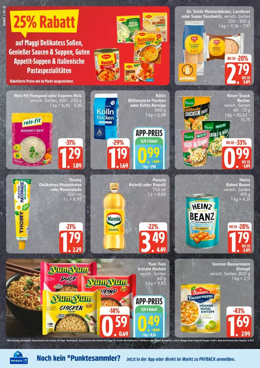 Aktueller Prospekt Edeka - Prospekte - von 10.11 bis 15.11.2025 - strona 17 - produkty: eis, maggi, pasta, payback, reis, sauce, saucen, Soße, Spezi, suppe, suppen, tee, tesa, Ti