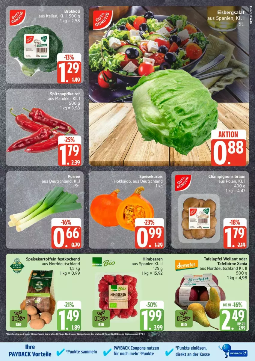 Aktueller Prospekt Edeka - Prospekte - von 10.11 bis 15.11.2025 - strona 5 - produkty: apfel, beere, beeren, coupon, coupons, eis, eisbergsalat, himbeer, himbeere, himbeeren, kartoffel, kartoffeln, payback, salat, speisekartoffeln, Wella
