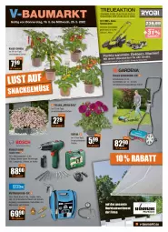 Gazetka promocyjna Vmarkt - V-Baumarkt - Gazetka - ważna od 25.05 do 25.05.2022 - strona 1 - produkty: akku, akkuschrauber, Bau, bio, Brei, dahlie, erde, Gemüseerde, koffer, kompressor, ladegerät, LG, lion, mac, petunie, rasen, rasenmäher, reifen, SANTE, schlauch, schnellladegerät, Spezi, Spindelmäher, Ti, tisch, tomate, tomaten, topf, und gemüse, usb