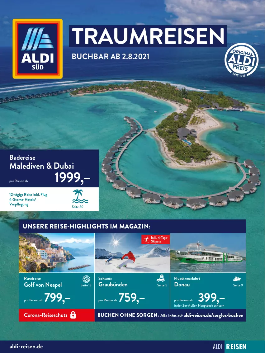 Aktueller Prospekt AldiSud - ALDI Reisen - von 02.08 bis 15.08.2021 - strona 1