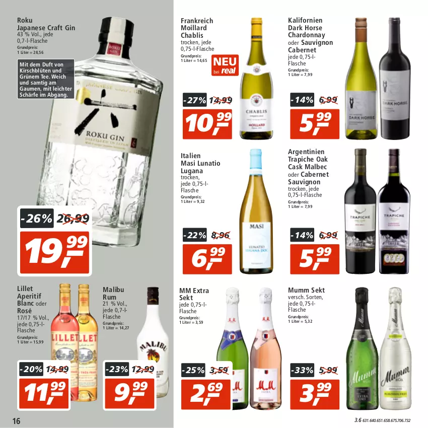 Aktueller Prospekt Real - von 25.07 bis 30.07.2022 - strona 16 - produkty: aperitif, Blüte, cabernet, cabernet sauvignon, chardonnay, eis, flasche, gin, kirsch, lillet, Malibu, mm extra, mumm, reis, rum, sauvignon, sekt, tee, Ti