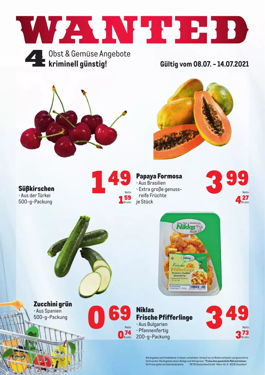 Aktueller Prospekt Metro - Obst & Gemüse Frischepreise - von 08.07 bis 14.07.2021 - strona 1