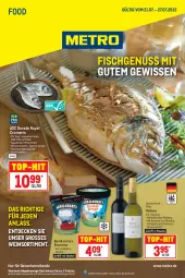 Gazetka promocyjna Metro - Food - Gazetka - ważna od 27.07 do 27.07.2022 - strona 1 - produkty: aqua, Becher, creme, decke, Dorade, dorade royal, eis, eiscreme, elle, fisch, flasche, getränk, getränke, Metro, nuss, Palette, pfirsich, riesling, Ti, top-hit, wein