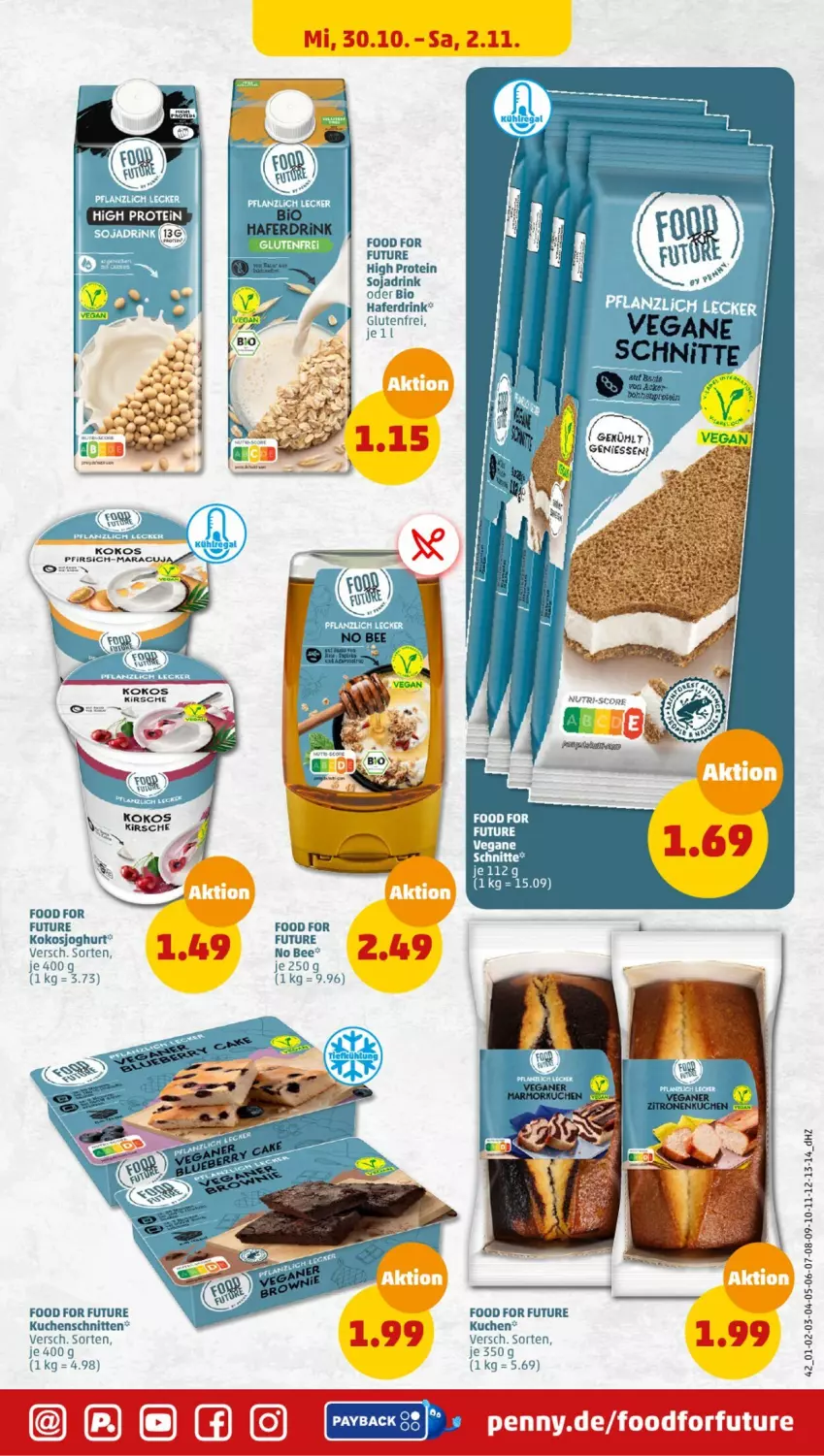 Aktueller Prospekt Penny - Prospekte - von 28.10 bis 02.11.2024 - strona 33 - produkty: bio, drink, hafer, Haferdrink, joghur, joghurt, kirsch, kirsche, kokos, kuchen, Kuchenschnitte, payback, pfirsich, schnitten, soja, Sojadrink