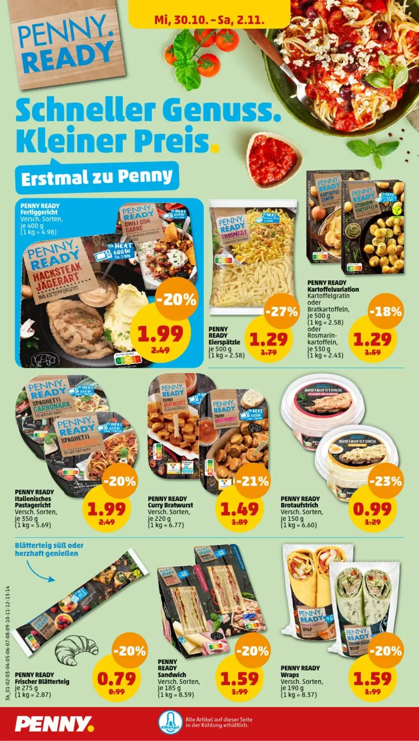 Aktueller Prospekt Penny - Prospekte - von 28.10 bis 02.11.2024 - strona 38 - produkty: aufstrich, blätterteig, bratwurst, brot, brotaufstrich, curry, kartoffel, kartoffeln, LG, pasta, Pastagericht, Ria, rosmarin, sandwich, Ti, wrap, wraps, wurst