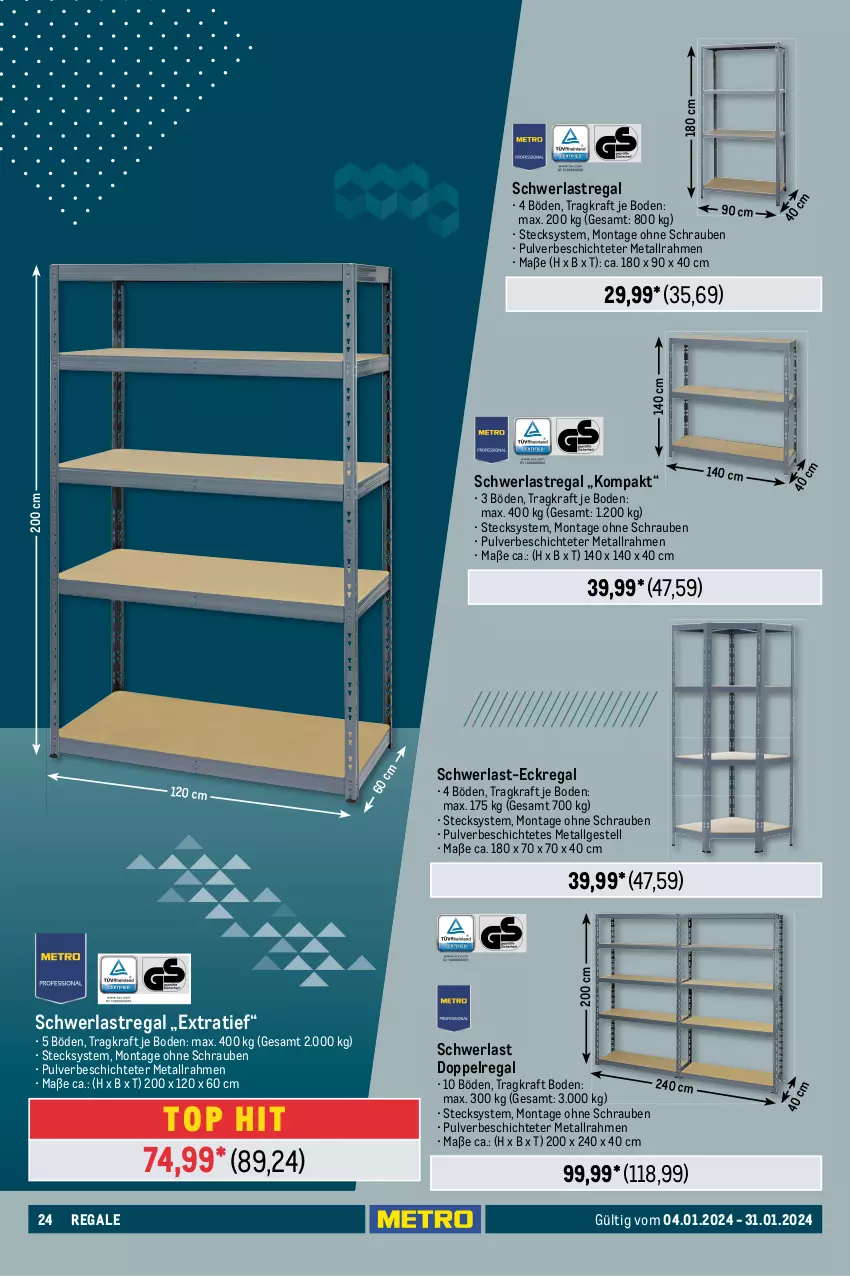 Aktueller Prospekt Metro - Office Spezial - von 04.01 bis 31.01.2024 - strona 24 - produkty: auer, Bau, Eckregal, eis, kraft, LG, Metro, preisvorteil, regal, reis, ring, sac, schrauben, schwerlastregal, sigma, Sport, Ti