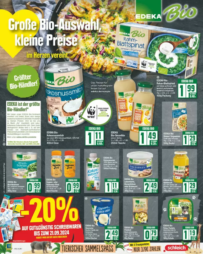 Aktueller Prospekt Edeka - Prospekte - von 26.08 bis 31.08.2024 - strona 10 - produkty: bio, deka, edeka bio, kokos, kokosnuss, Kokosnussmilch, milch, nuss, schreibwaren, spinat, Ti