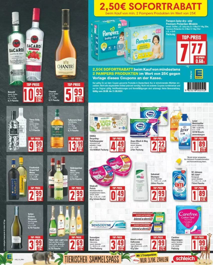 Aktueller Prospekt Edeka - Prospekte - von 26.08 bis 31.08.2024 - strona 14 - produkty: creme, eis, ente, flasche, Haftcreme, pampers, Rauch, reis, rwe, sebamed, sensodyne, shampoo, slip, slipeinlagen, sofortrabatt, Ti, top-preis, weichspüler