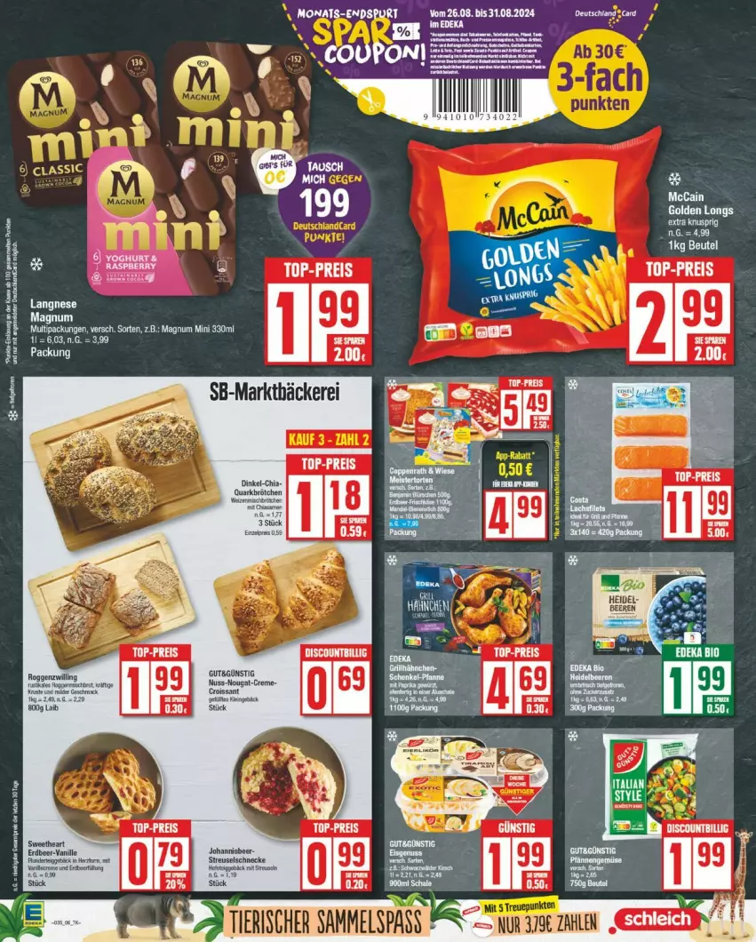 Aktueller Prospekt Edeka - Prospekte - von 26.08 bis 31.08.2024 - strona 6 - produkty: coupon, eis, langnese, magnum, Magnum Mini, raspberry, reis, Schleich, tee, Ti, top-preis