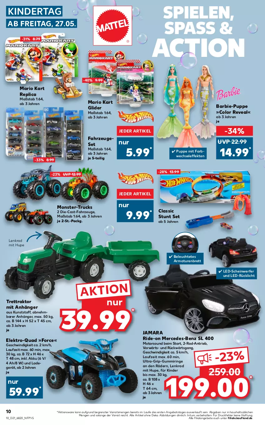 Aktueller Prospekt Kaufland - von 27.05 bis 01.06.2022 - strona 10 - produkty: akku, angebot, angebote, Anhänger, armatur, armaturen, Barbie, Elektro, Kinder, ladegerät, Leuchte, monster, Puppe, quad, ring, rücklicht, Spiele, Ti, ZTE