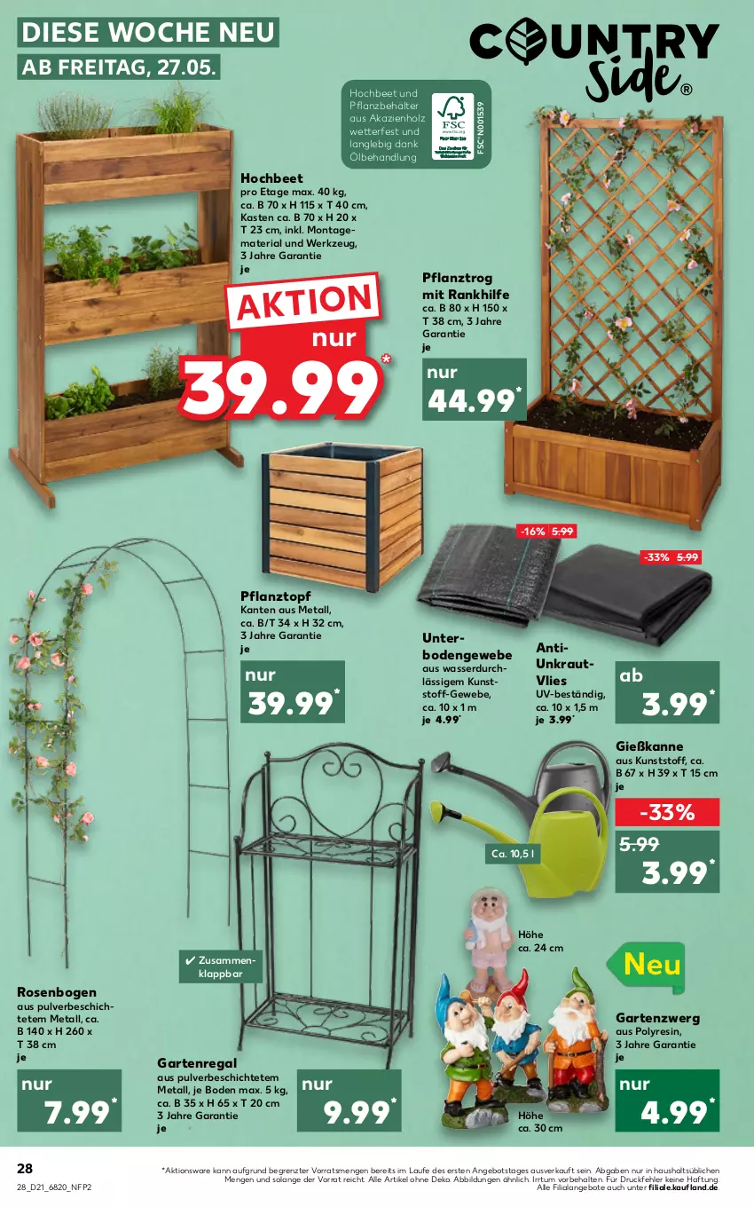 Aktueller Prospekt Kaufland - von 27.05 bis 01.06.2022 - strona 28 - produkty: angebot, angebote, Behälter, Garten, Gießkanne, Holz, Kraut, Pflanztopf, regal, Ria, rosen, Ti, topf, wasser, werkzeug, ZTE